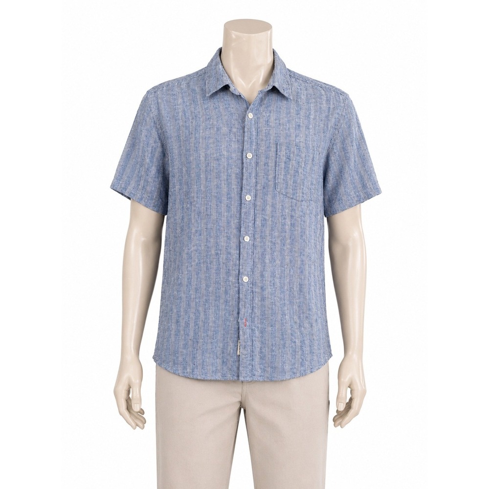 Original Weatherproof Vintage Linen Button Down Mens Large Blue Coastal Grandpa